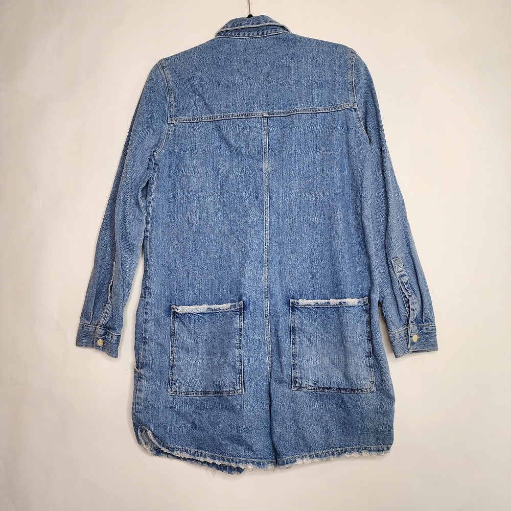 ZARA Denim Button-Up Long Sleeve Romper - Picture 7 of 8